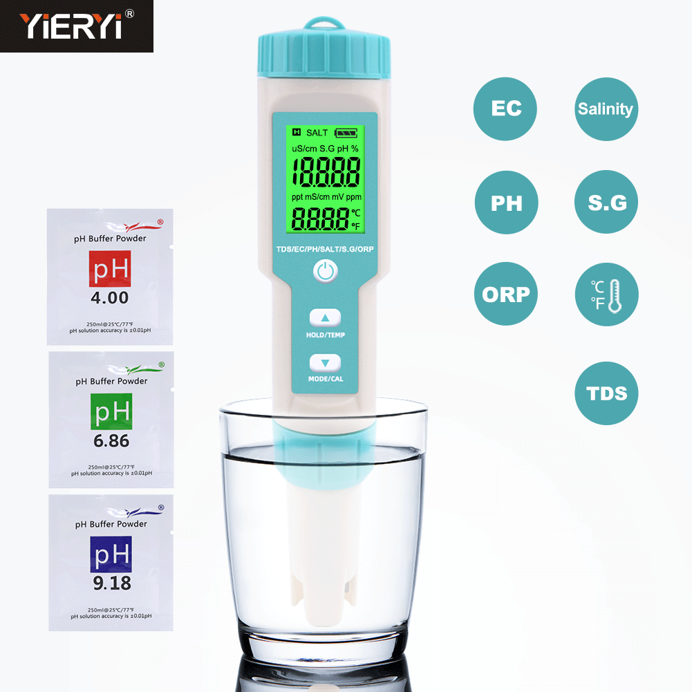 Ph Meter Digital Water Tester - Neue 7 in 1 PH/TDS/EC/ORP/Salzgehalt/S. G/Temperatur